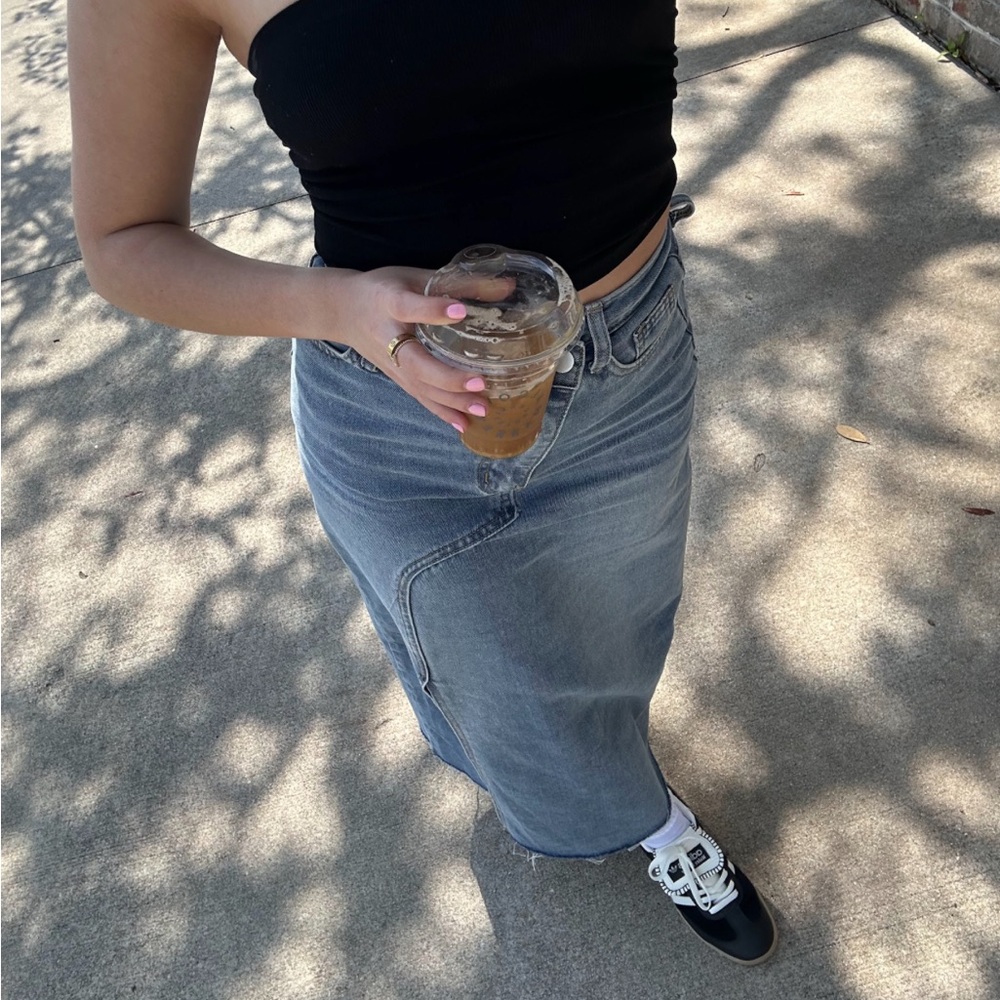 Denim High Waist Asymmetrical Split Skirt